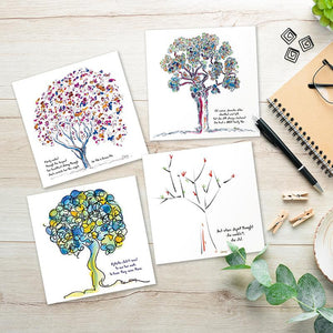 ROOTED GREETING CARDS | 5"x5" folded | Pack of 8 TREES HAVE FEELINGS 