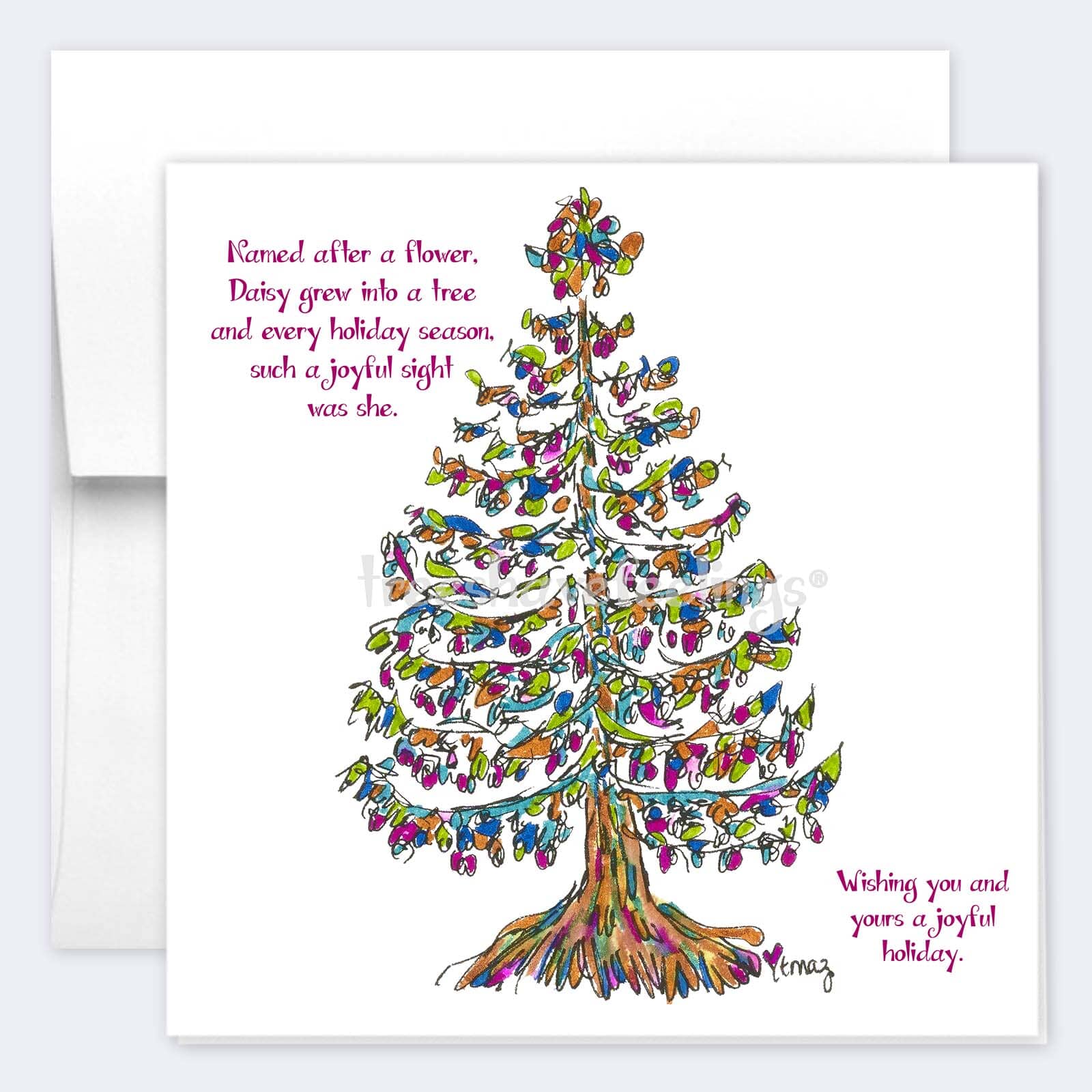 2025 CHRISTMAS & HOLIDAYCARDS | 5"x 5” folded | Pack of 8 TREES HAVE FEELINGS 