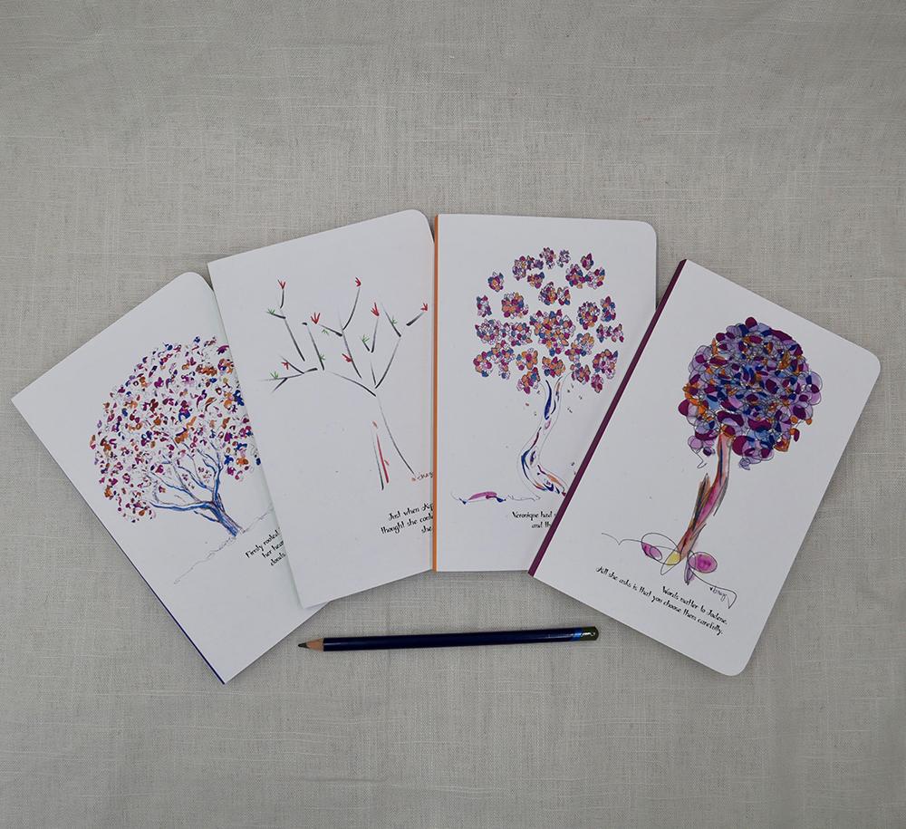 BOX OF 4 JOURNALS | 5.25"x8.25" Softcover | Lined | 144 pages journal TREES HAVE FEELINGS 