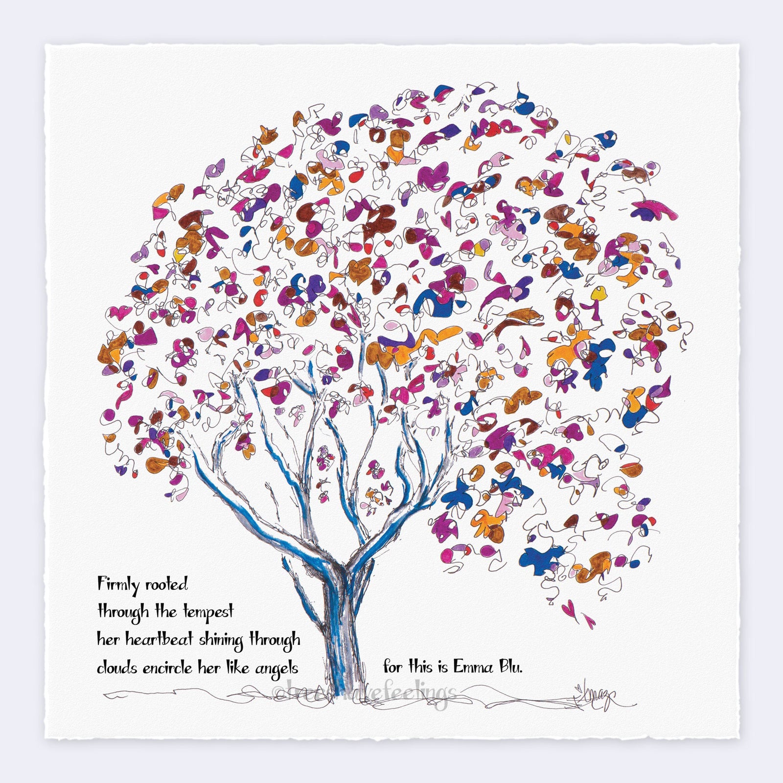 EMMA BLU | Giclée Print Print TREES HAVE FEELINGS Deckled Edge 8"x8" 