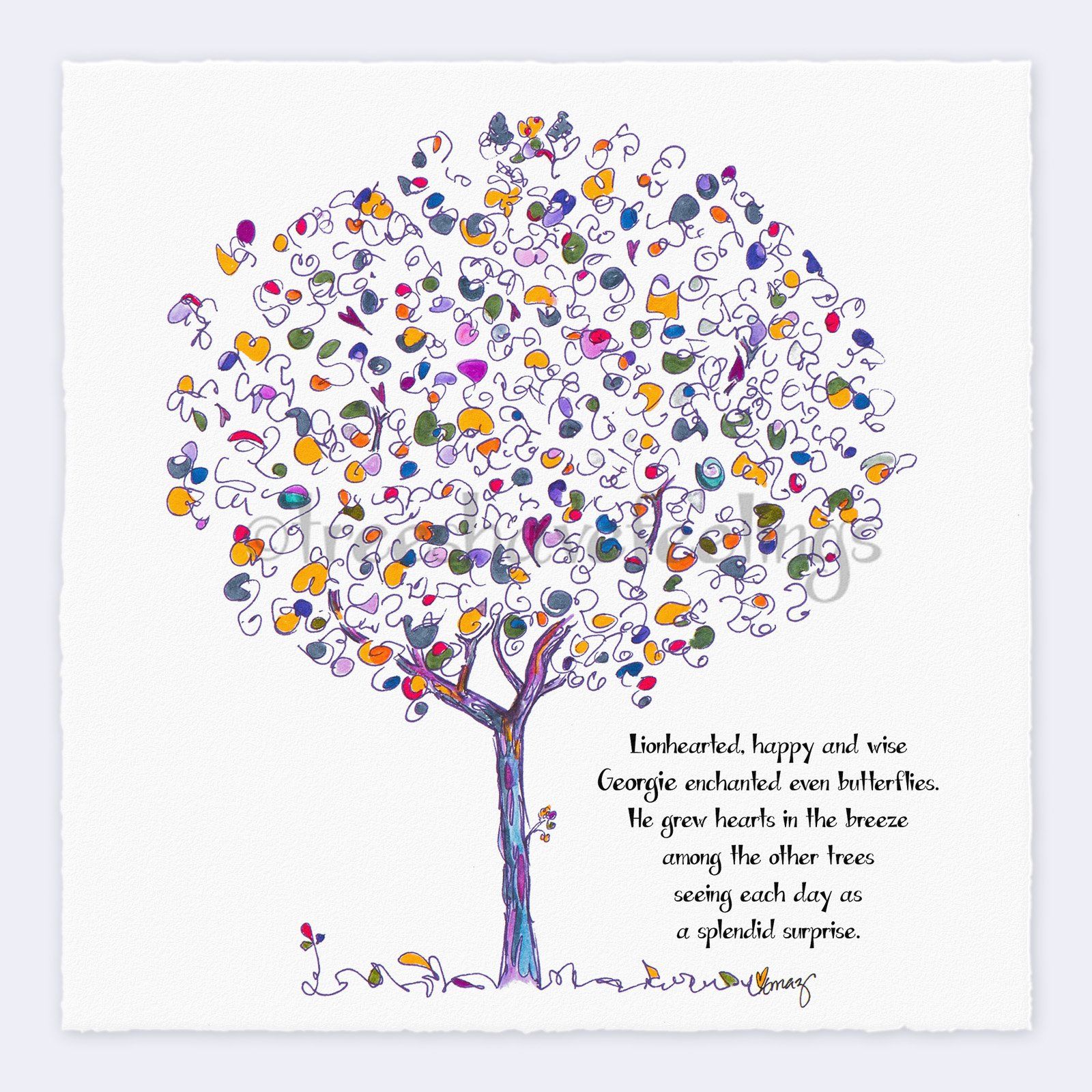 GEORGIE | Giclée Print Print TREES HAVE FEELINGS Deckled Edge 8"x8" 