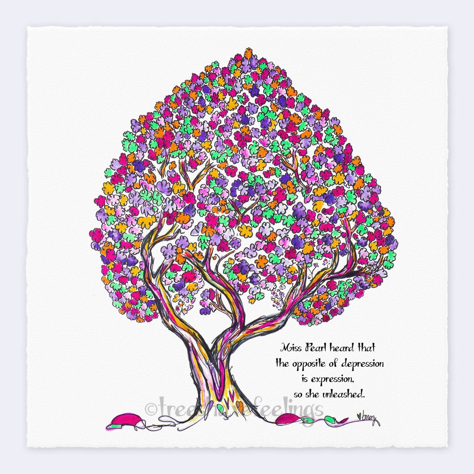 MISS PEARL | Giclée Print Print TREES HAVE FEELINGS Deckled Edge 8"x8" 