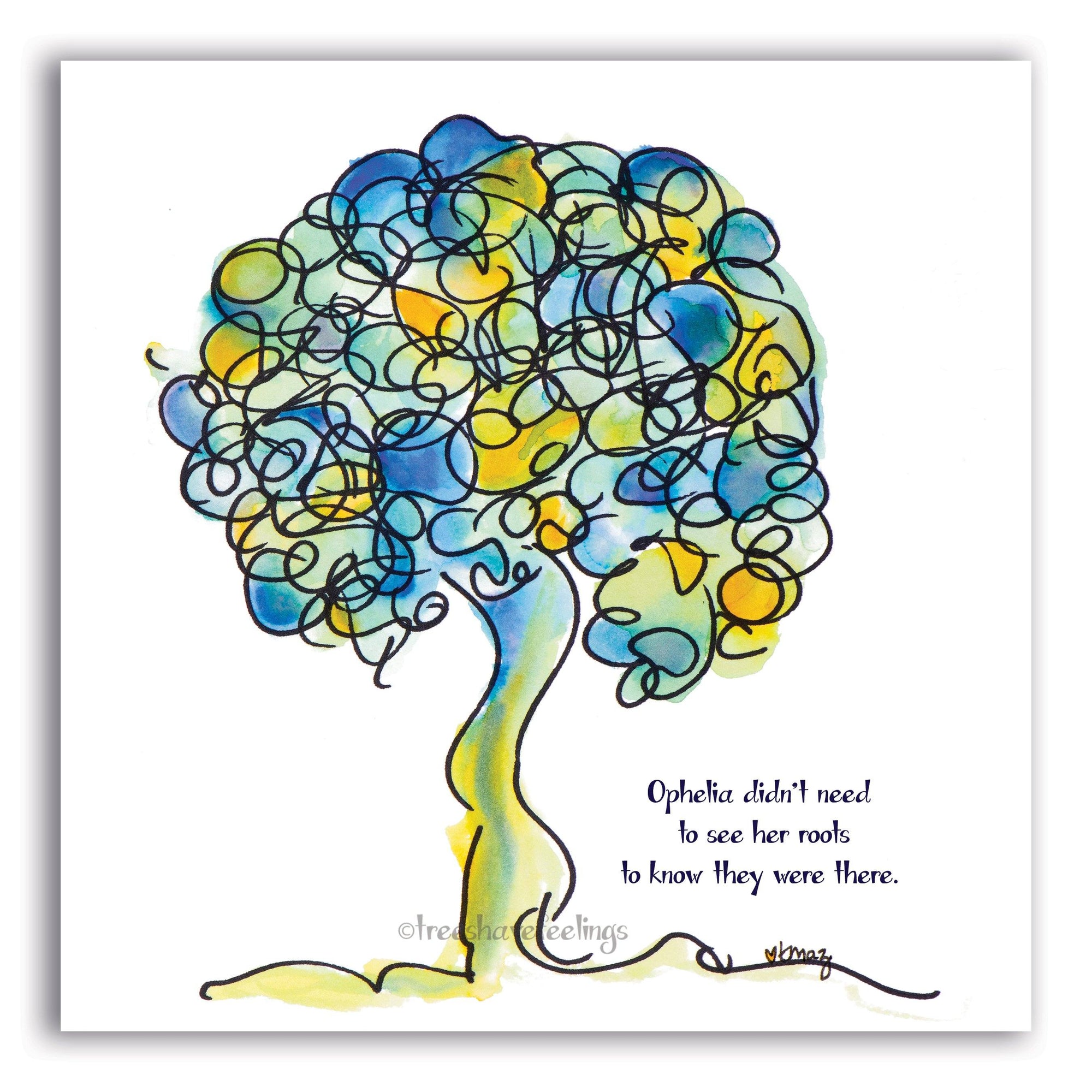 ROOTED GREETING CARDS | 5"x5" folded | Pack of 8 TREES HAVE FEELINGS 