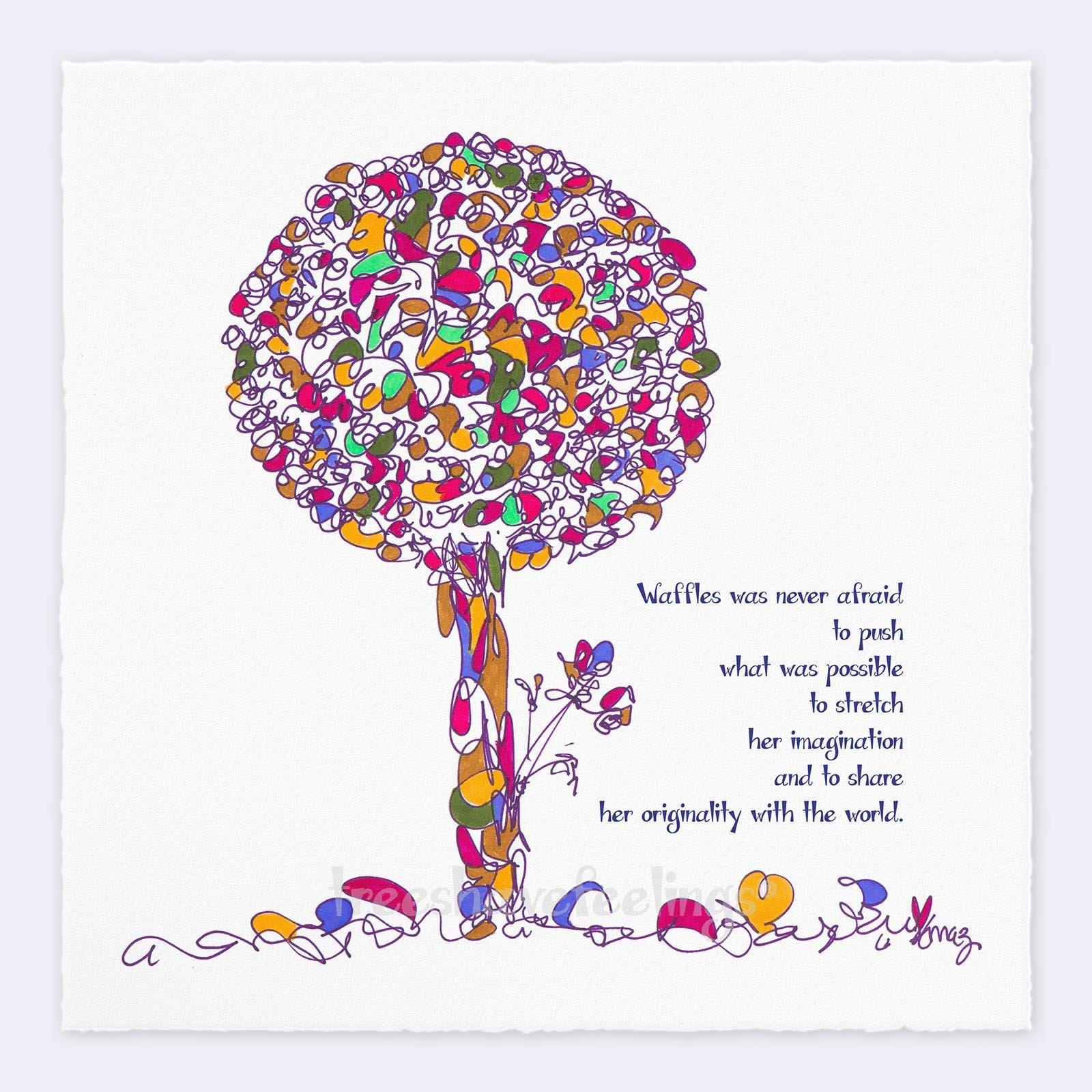 WAFFLES | Giclée Print Print TREES HAVE FEELINGS Deckled Edge 8"x8" 