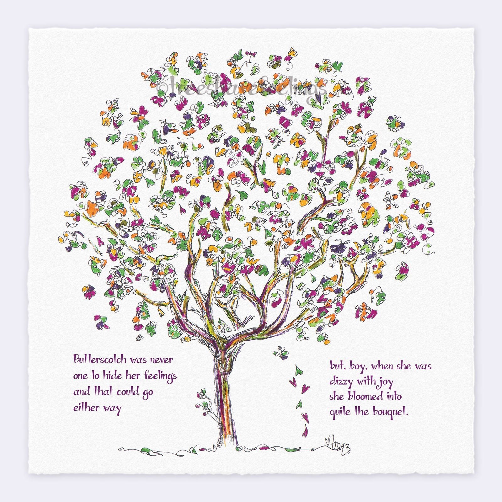 BUTTERSCOTCH | Giclée Print Print TREES HAVE FEELINGS Deckled Edge 8"x8" 