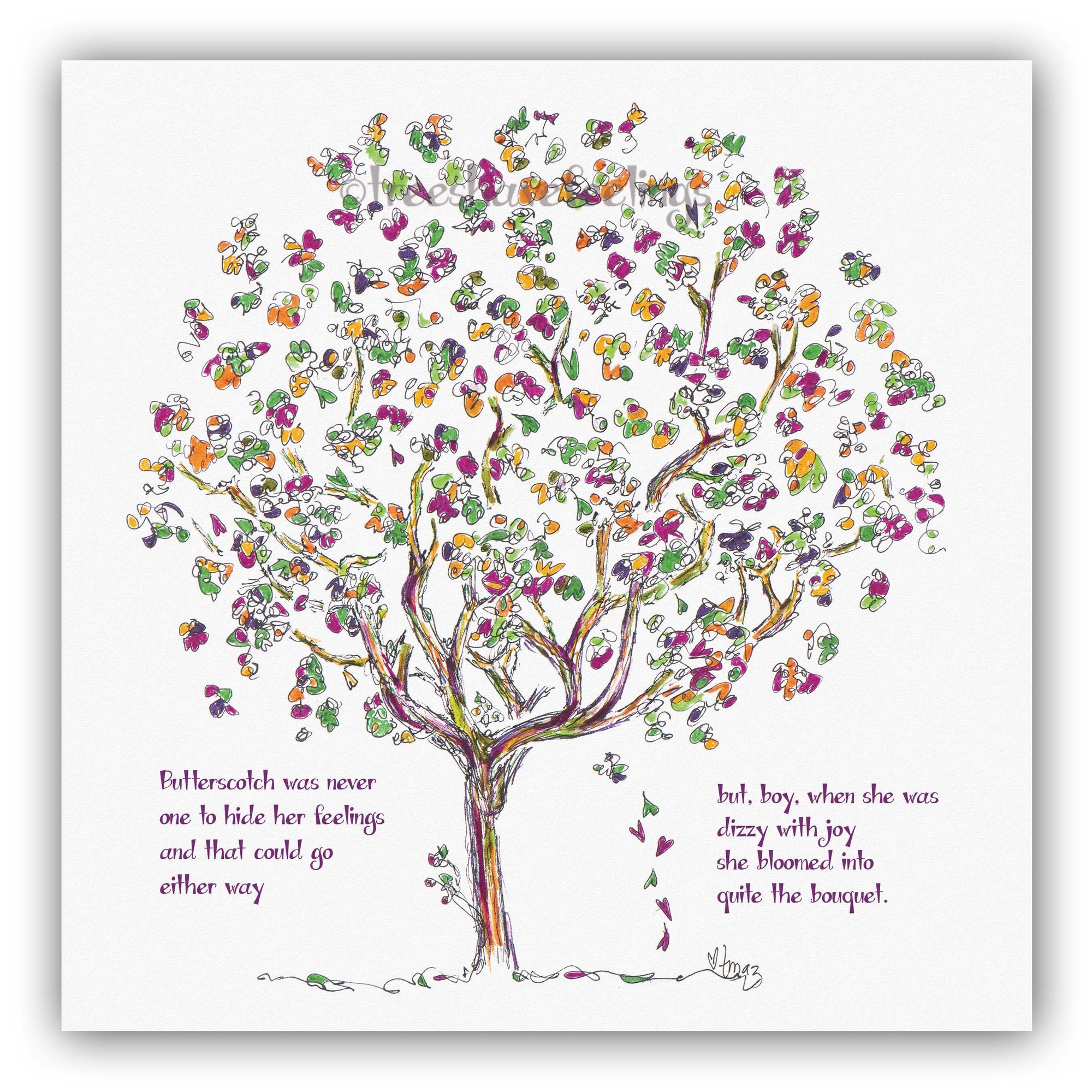 BLOOMING GREETING CARDS | 5"x5" folded | Pack of 8 TREES HAVE FEELINGS 