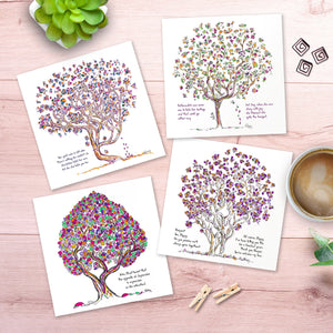 BLOOMING GREETING CARDS | 5"x5" folded | Pack of 8 TREES HAVE FEELINGS 