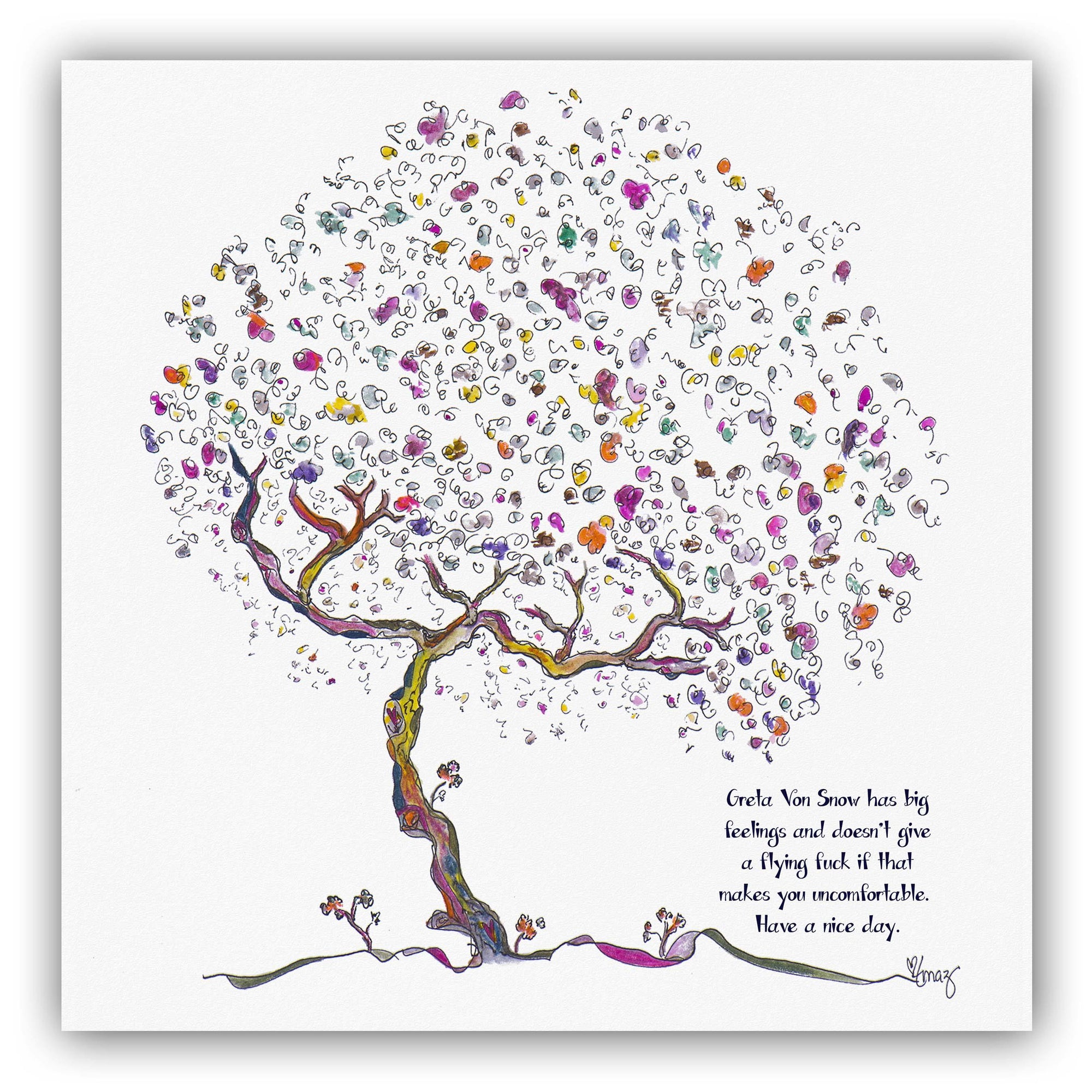 GRETA VON SNOW | Giclée Print Print TREES HAVE FEELINGS Straight Cut 8"x8" 