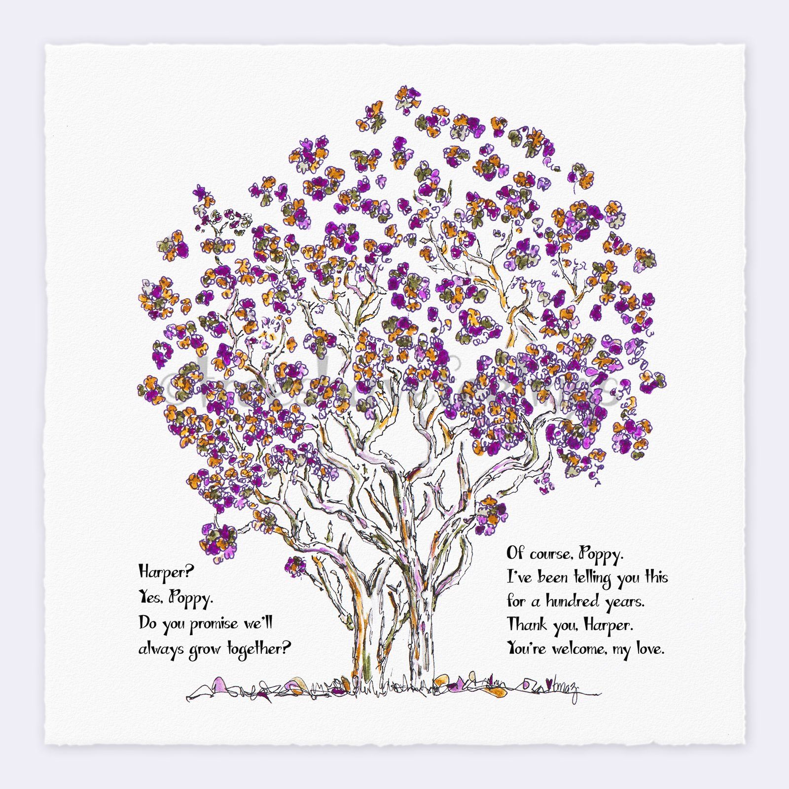 HARPER & POPPY | Giclée Print Print TREES HAVE FEELINGS Deckled Edge 8"x8" 