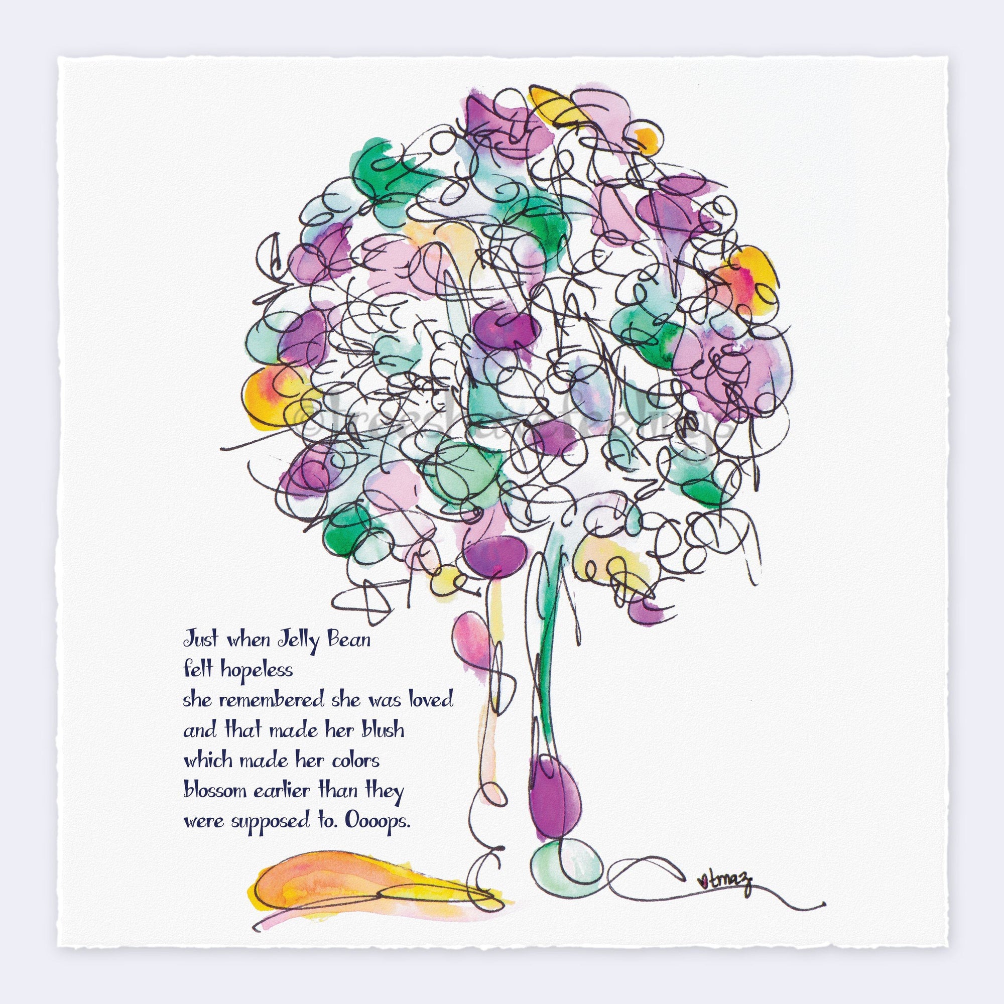 JELLY BEAN | Giclée Print Print TREES HAVE FEELINGS Deckled Edge 8"x8" 