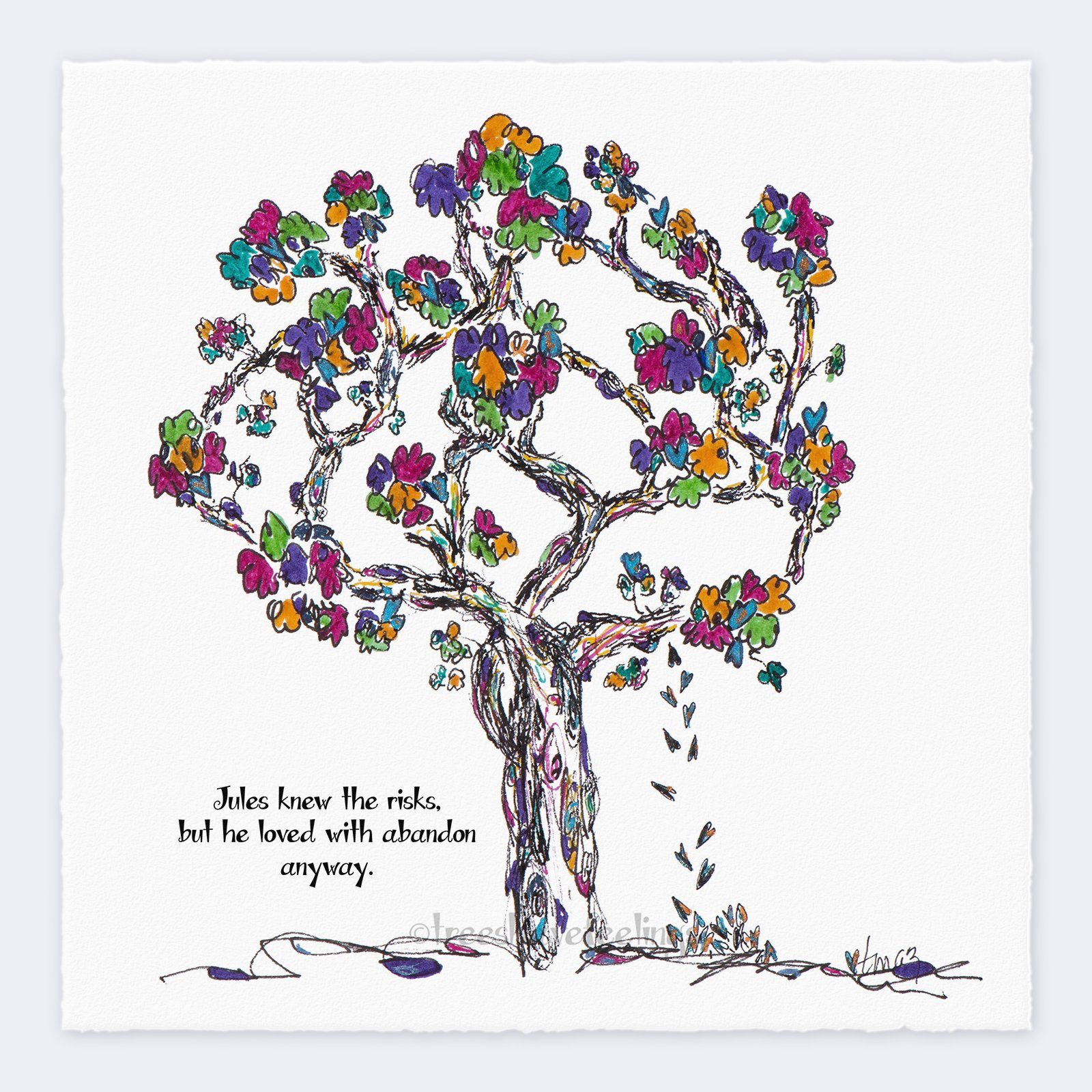 JULES | Giclée Print Print TREES HAVE FEELINGS Deckled Edge 8"x8" 