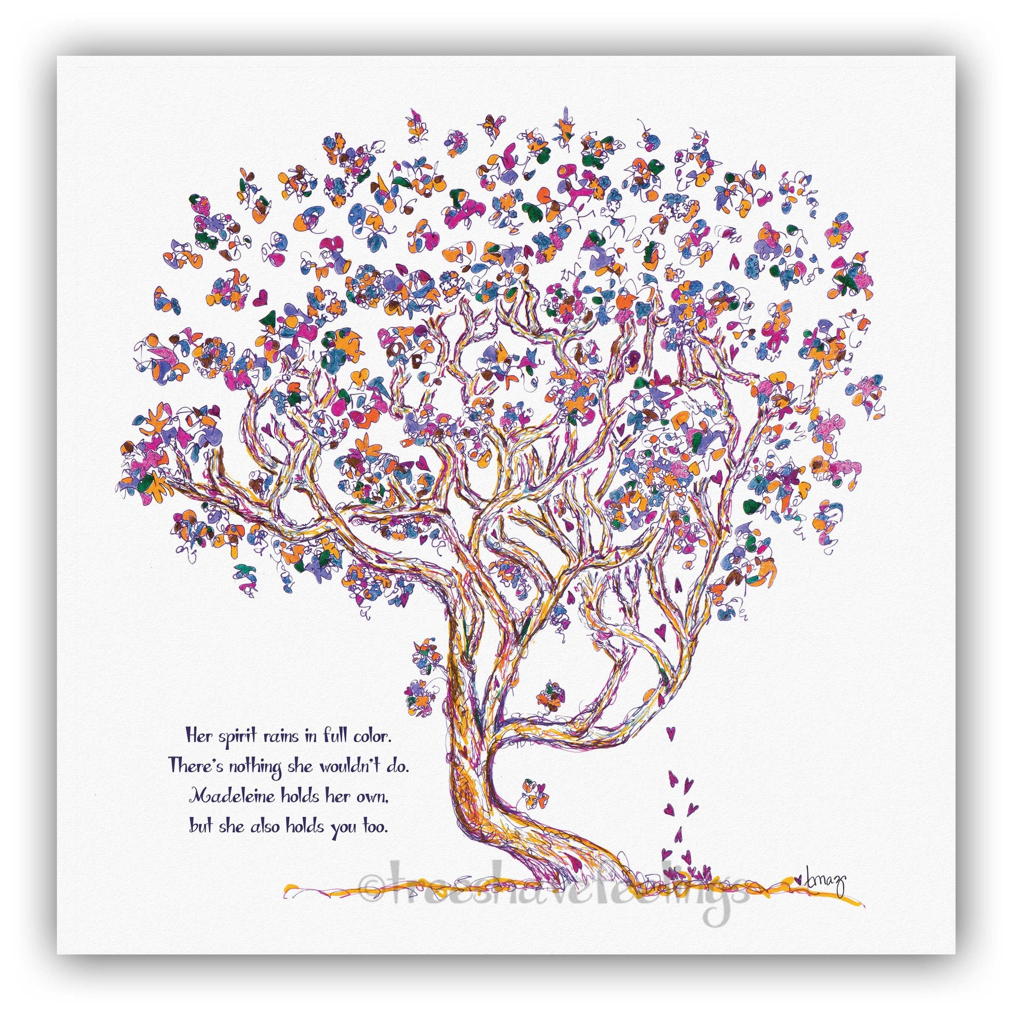 BLOOMING GREETING CARDS | 5"x5" folded | Pack of 8 TREES HAVE FEELINGS 