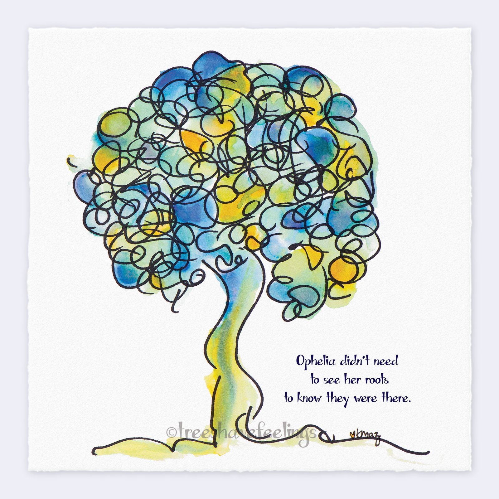 OPHELIA | Giclée Print Print TREES HAVE FEELINGS Deckled Edge 8"x8" 