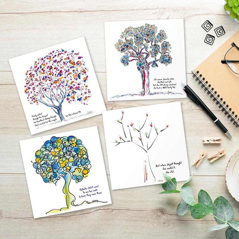 ROOTED GREETING CARDS | 5"x5" folded | Pack of 8 TREES HAVE FEELINGS 