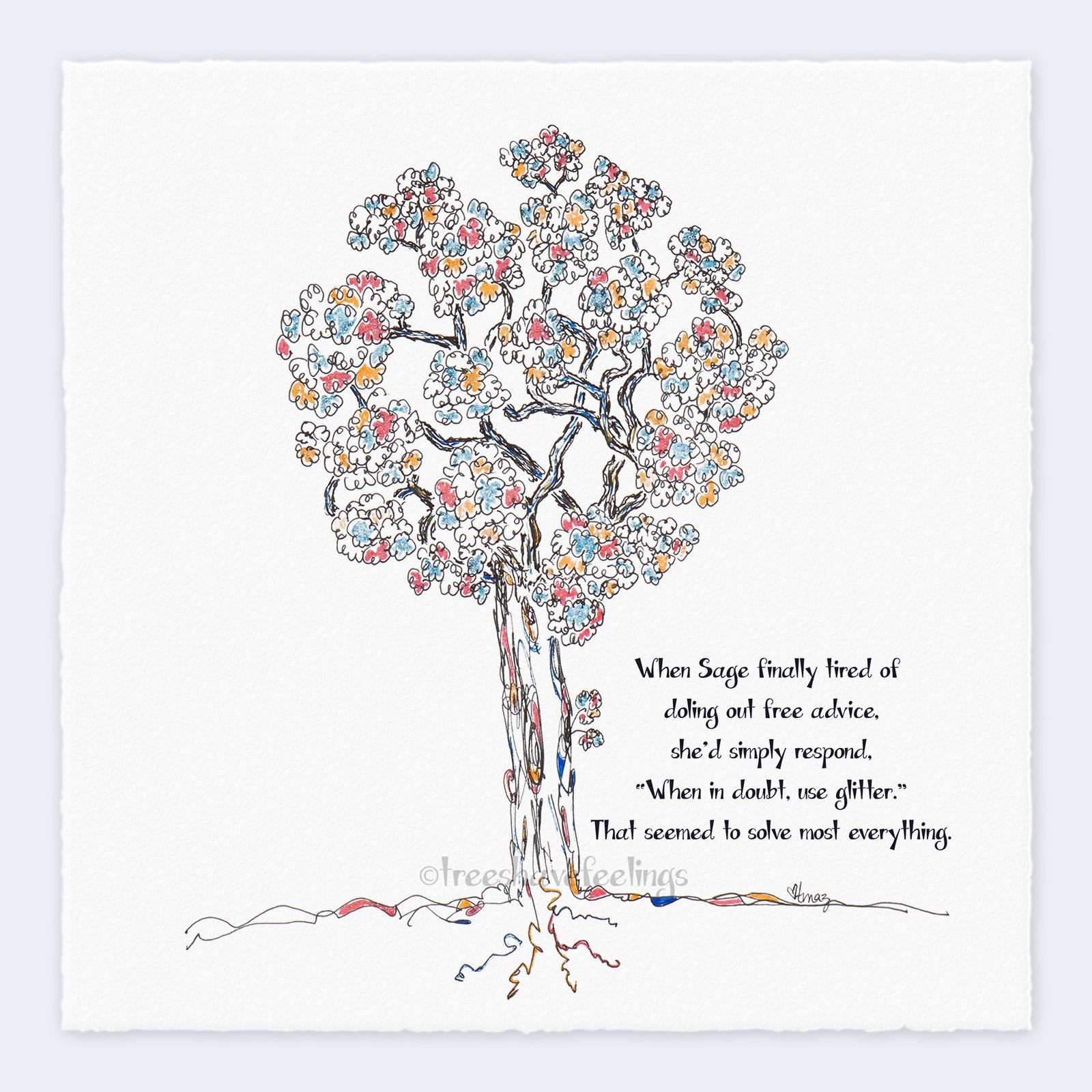 SAGE | Giclée Print Print TREES HAVE FEELINGS Deckled Edge 8"x8" 