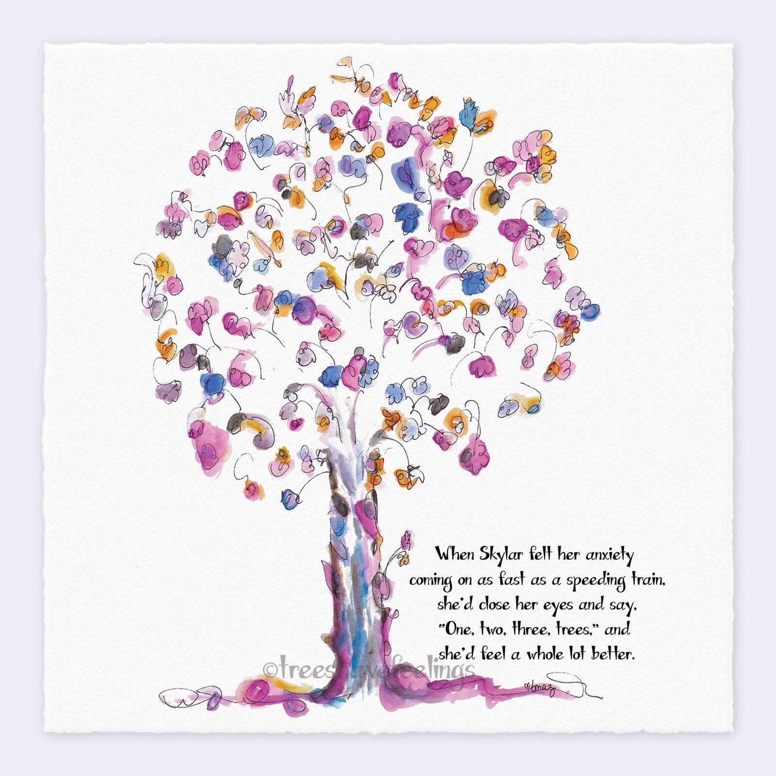 SKYLAR | Giclée Print Print TREES HAVE FEELINGS Deckled Edge 8"x8" 